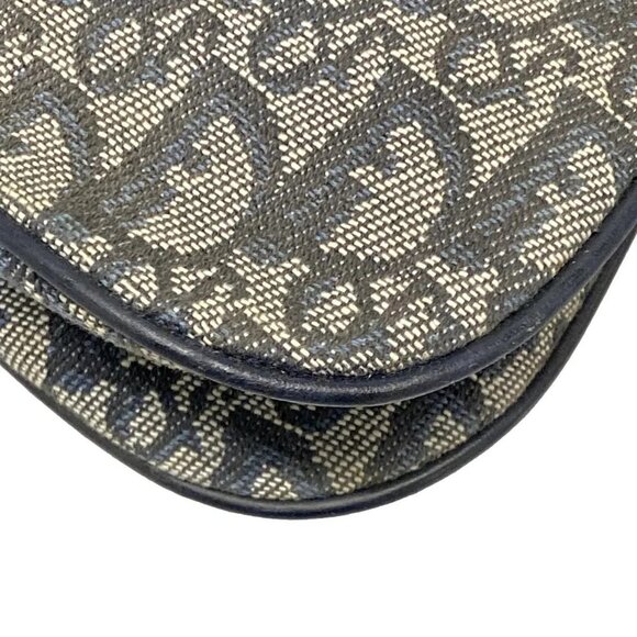 Auth DIOR/ChristianDior Double Saddle Bag - Cream Black Navy Jacquard Leather - Picture 6 of 16